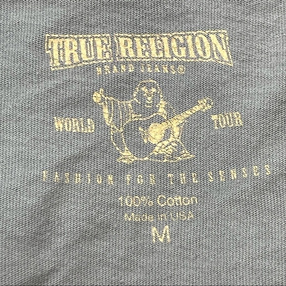 Vintage TRUE RELIGION Women’s Gray Long Sleeve Tee Spell Out Graphic USA - Picture 5 of 5